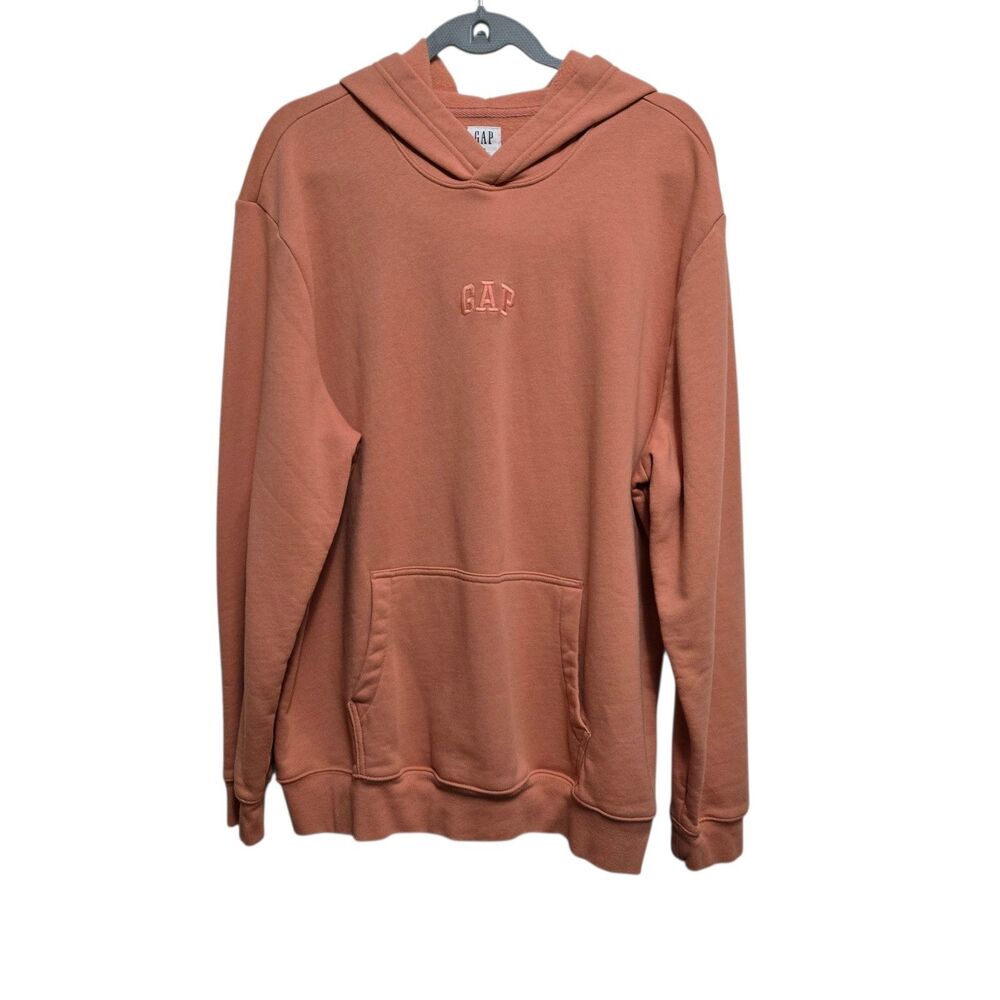 Vintage GAP Hoodie Sweatshirt Womens Size XL Orange Coral Embroidered Logo